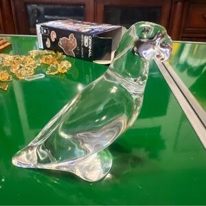 Vintage Baccarat Clear Crystal Parrot Bird Figurine Paperweight Made in France